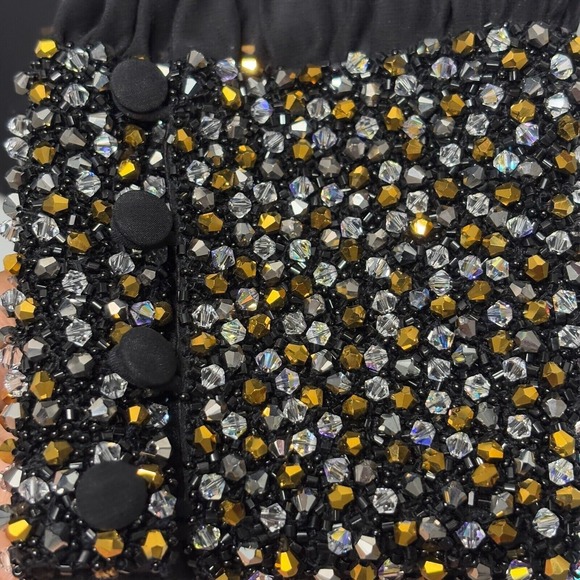 $920 Gomez Gracia‎ London Crystal Cuff Sz 12 Oversized Shirt Shark Hem 100% Silk - Picture 3 of 11